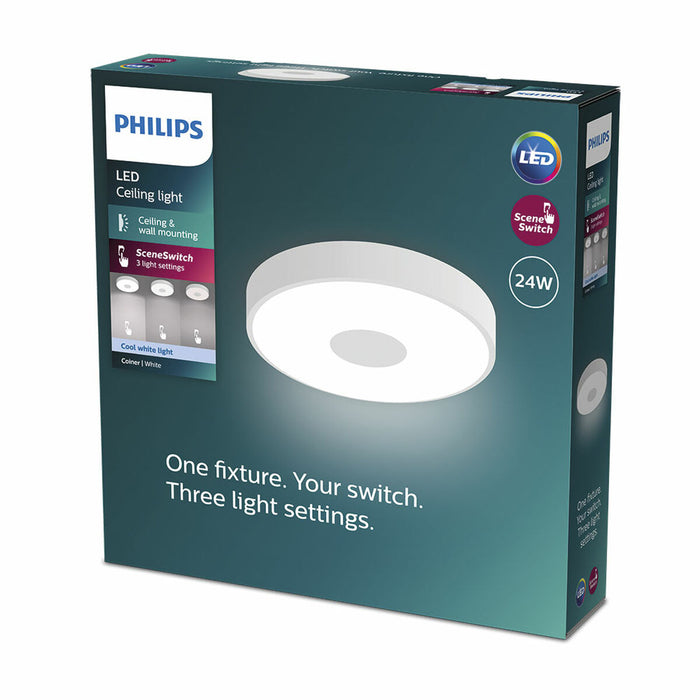 LED Flush-fitting ceiling light Philips coiner 24 W Ø 38,9 x 8 cm White Metal (4000 K)