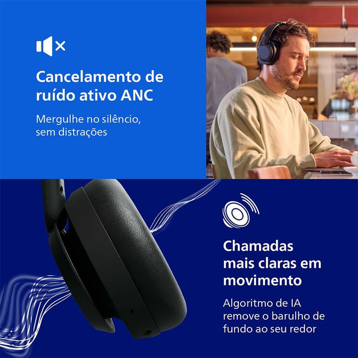 PHILIPS Wireless On Ear Headphone with mic 40mm noise canceling Pro drivers/closed-back black