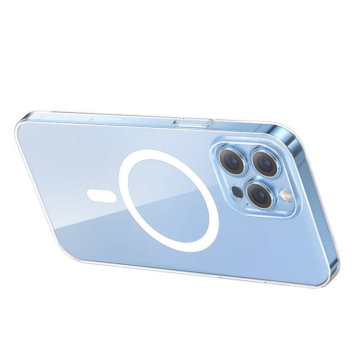 Phone case Baseus Magnetic Crystal Clear for iPhone 13 Pro (transparent) with all-tempered-glass screen protector