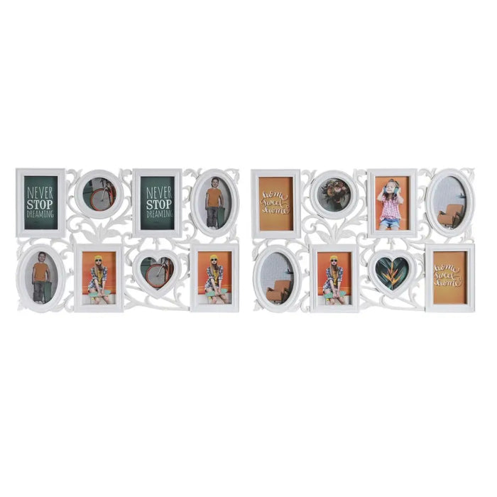 Photo frame DKD Home Decor 8 photos Crystal White PP (58 x 2 x 37,5 cm) (2 Units) - Декорация и Осветление<<<Дом