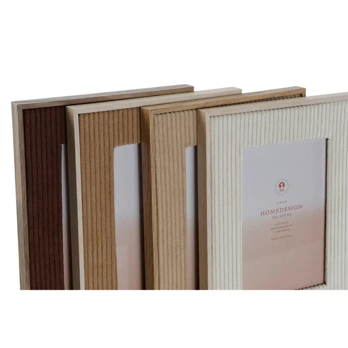 Photo frame Home ESPRIT White Brown Beige Light brown Velvet Crystal Modern 16 x 2 x 21 cm (4 Units) - Декорация и