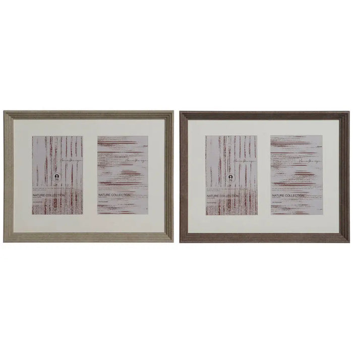 Photo frame Home ESPRIT White Brown Natural Crystal polystyrene Urban 29 X 3 X 23 cm (2 Units) - Декорация и