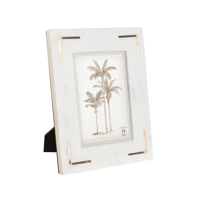 Photo frame Home ESPRIT White Golden Brass Marble Natural Shabby Chic 20 x 2 x 25 cm - Декорация и Осветление<<<Дом