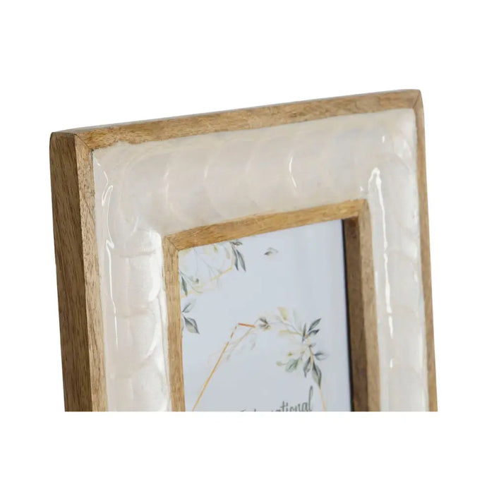 Photo frame Home ESPRIT White Natural Mother of pearl Mango wood Modern 21,5 x 2 x 27 cm - Декорация и Осветление<<<Дом