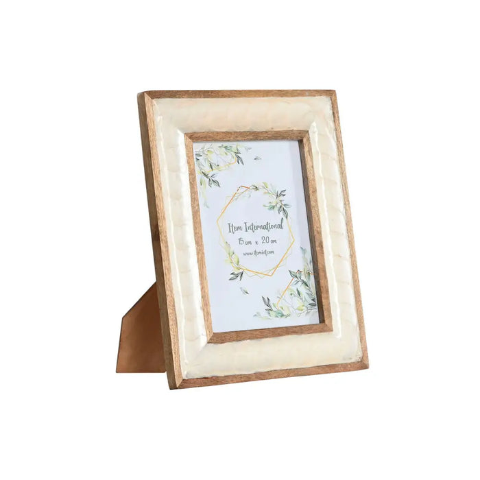 Photo frame Home ESPRIT White Natural Mother of pearl Mango wood Modern 24 x 2 x 29 cm - Декорация и Осветление<<<Дом