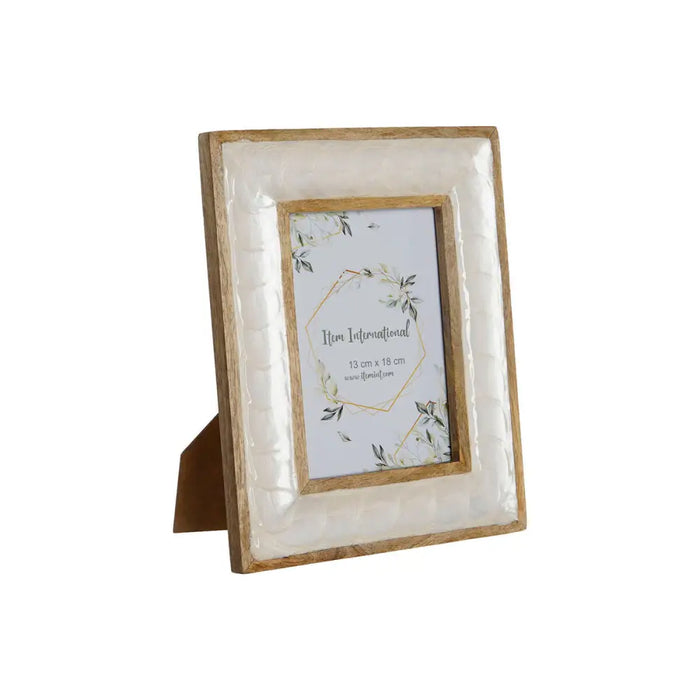 Photo frame Home ESPRIT White Natural Mother of pearl Mango wood Modern 21,5 x 2 x 27 cm - Декорация и Осветление<<<Дом