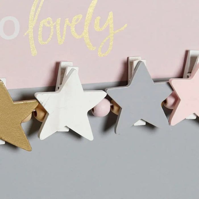 Photo Frame with Clamps DKD Home Decor Hello Lovely MDF Wood Stars 40 x 1 x 24 cm - Декорация и Осветление<<<Дом