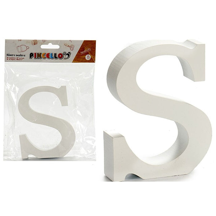 Letter Pincello S White Wood 2 x 16 x 14,5 cm (24 Units)