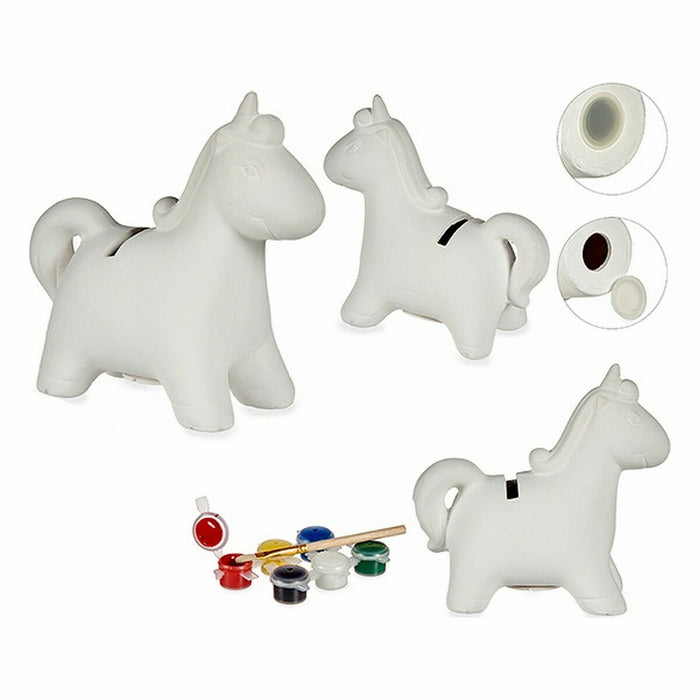 Paint Your Own Money Box Pincello Ceramic Unicorn 6,4 x 13 x 14 cm 14 x 13 x 6 cm 14 x 13 x 6,5 cm 13 x 12,7 x 6 cm (12 Units)
