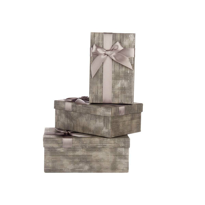 Set of decorative boxes Pincello Anthracite Cardboard Stripes Lasso 3 Pieces