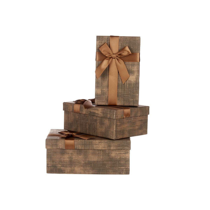 Set of decorative boxes Pincello Brown Black Cardboard Stripes Lasso 3 Pieces