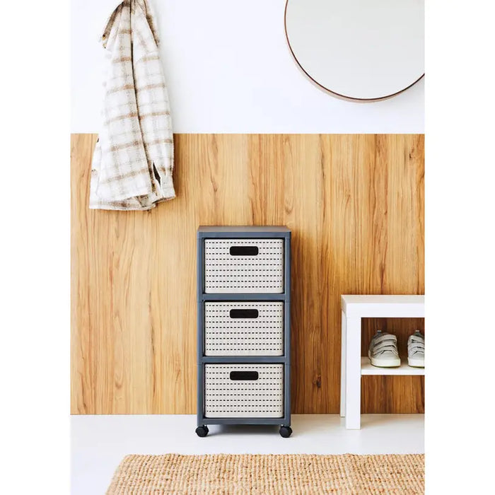 PLASTIC CABINET 3 LEVELS COUNTRY CAPPUCCINO ROTHO - Шкафове стелажи и гардероби<<<Домашни