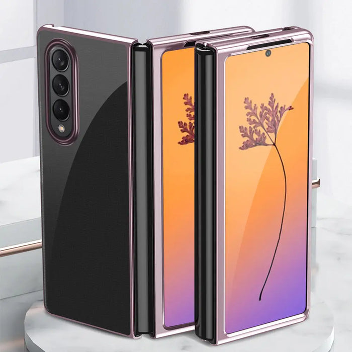 Plating Case for Samsung Galaxy Z Fold 4 cover with a metallic frame pink - Cell phone cases and covers<<<HurtelXML