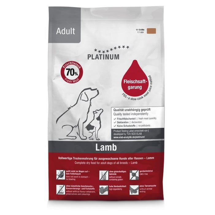 PLATINUM Adult Lamb - semi-moist dog food - 1,5kg