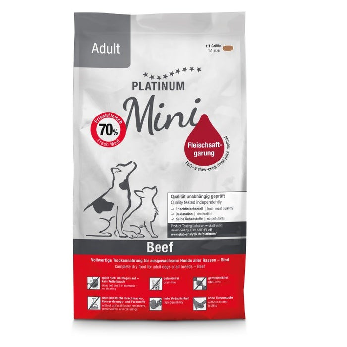 PLATINUM Adult Beef Mini - semi-moist dog food - 900g