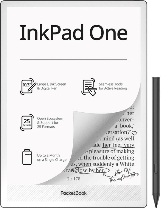 PocketBook InkPad One 1030 10.3" E-ink Mobius 32GB Wi-Fi E-reader – Matte Black