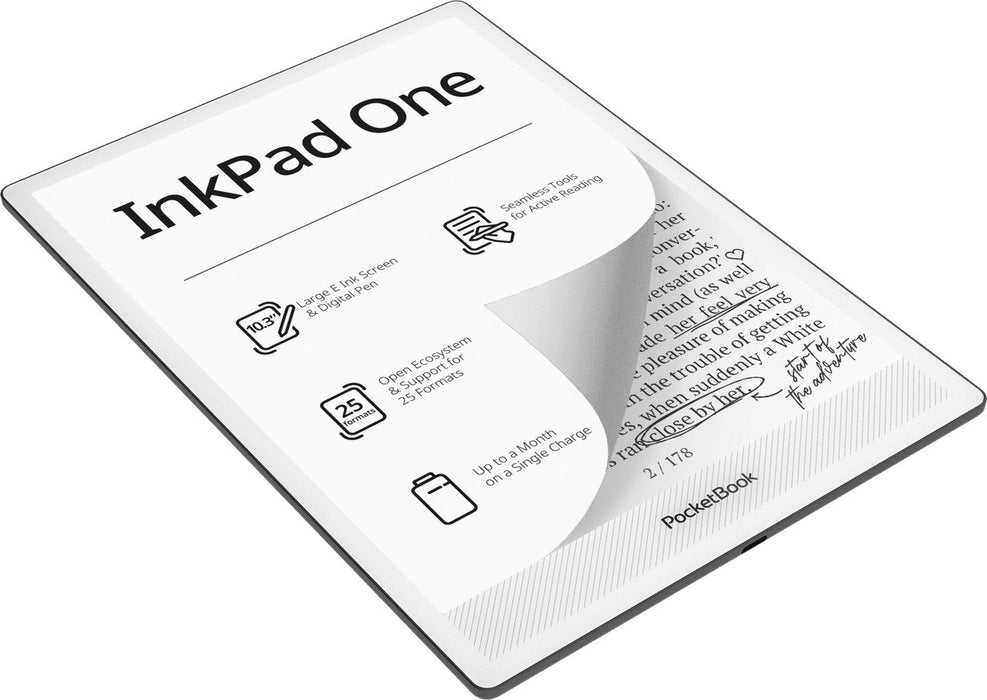 PocketBook InkPad One 1030 10.3" E-ink Mobius 32GB Wi-Fi E-reader – Matte Black