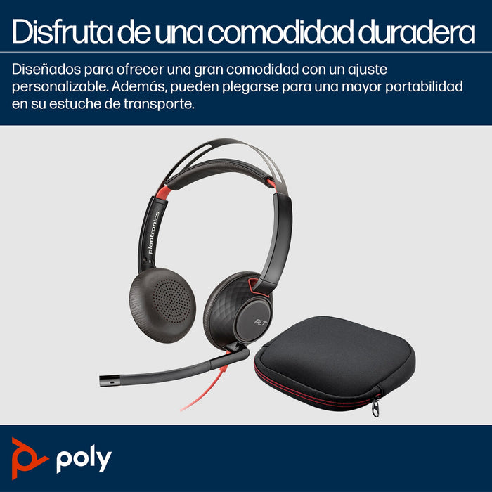 HP Poly Blackwire 5220 Stereo USB-C Headset +3.5mm Plug +USB-C/A Adapter Bulk SmartBuy