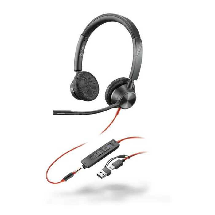 HP Poly Blackwire 3325 Stereo Microsoft Teams Certified USB-C Headset +3.5mm Plug +USB-C/A Adapter
