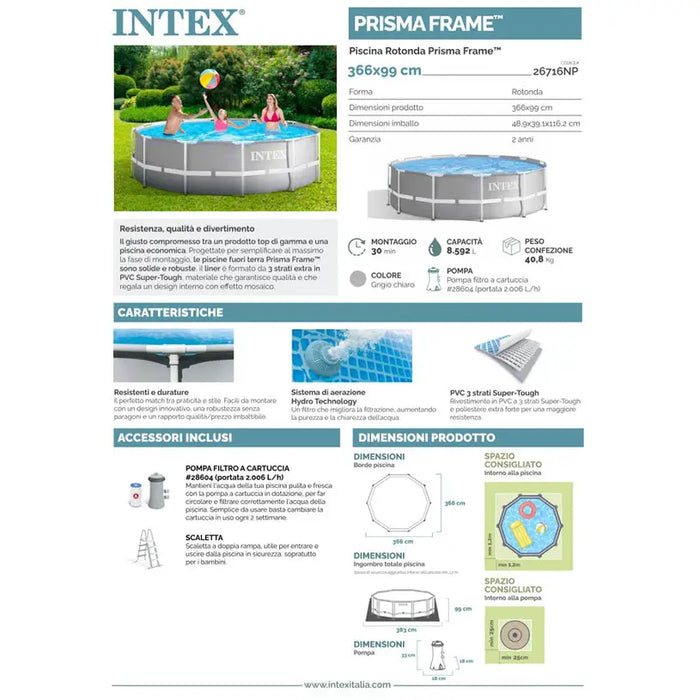 POOL F366X99CM INTEX 26716NP - Басейни с рамка<<<Басейни плажни артикули и оборудване<<<Градина<<<Praktiker