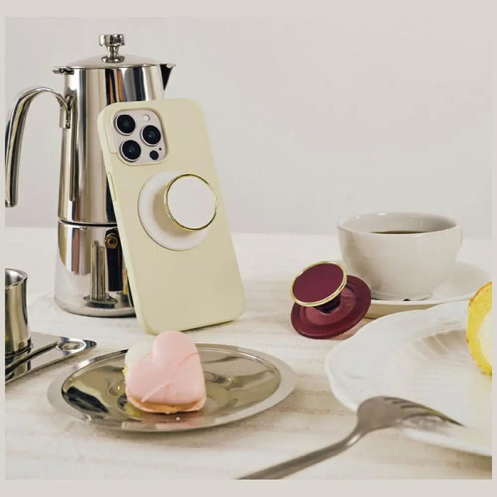 Popsockets Round Luxe Coconut Creme Enamel MagSafe Holder and Phone Stand - Cell phone holders<<<HurtelXML