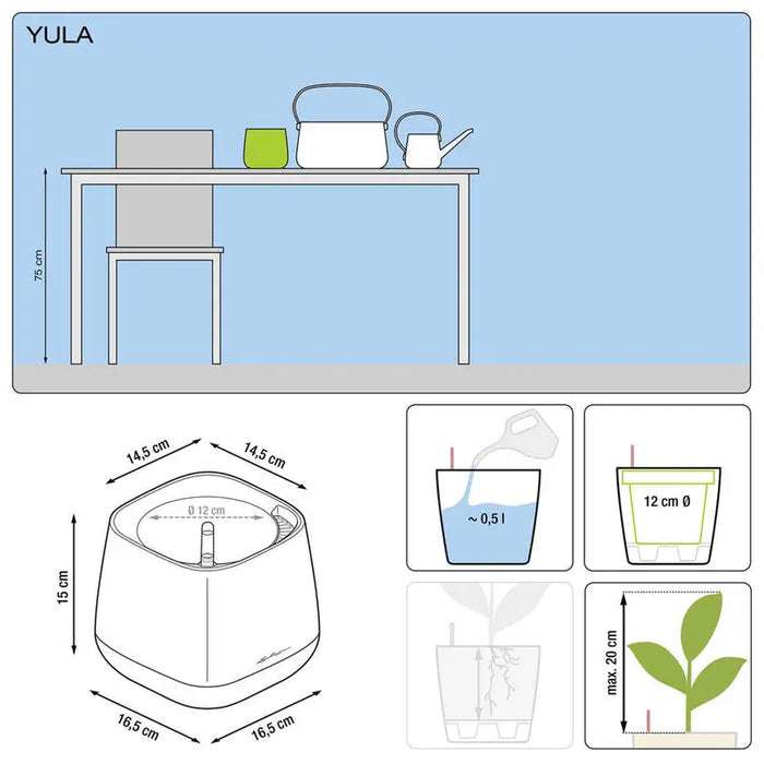 POT 17X17CM WITH IRRIGATION SYSTEM LECHUZA YULA - Саксии<<<Саксии кашпи и