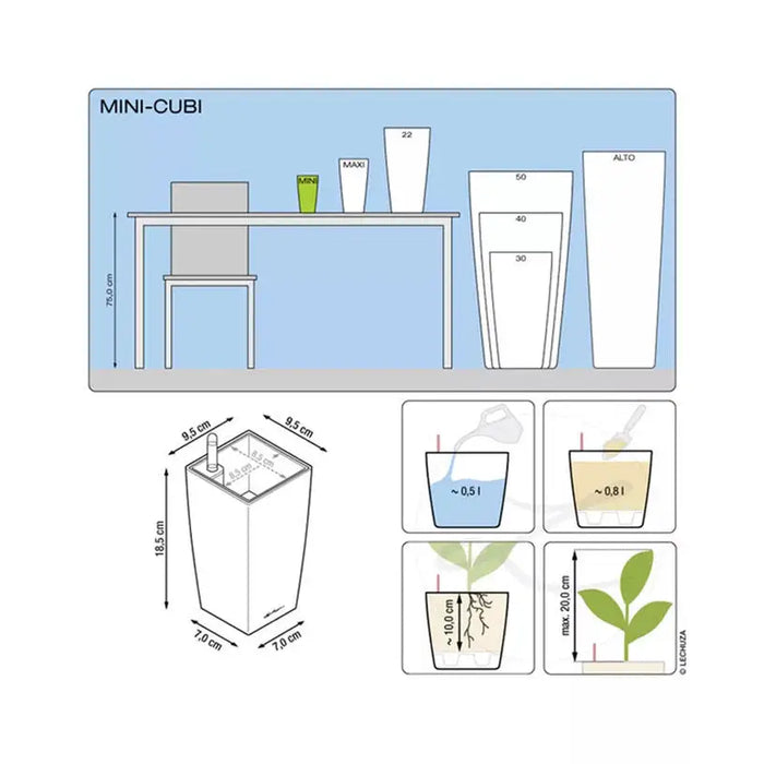 POT 9.5X9.5CM WITH IRRIGATION SYSTEM LECHUZA MINI CUBI - Саксии<<<Саксии кашпи и цветарници<<<Градина<<<Praktiker