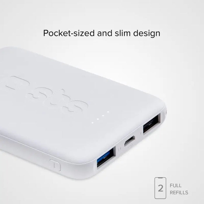 POWER BANK 5000mAh 2xUSB A SBS - WHITE - Външни батерии<<<Аксесоари за мобилни устройства и ТВ<<<AmperelB2B