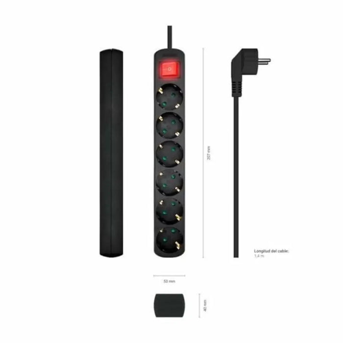 Power Socket - 6 Sockets with Switch Aisens A154-0536 Black (1,4 m) - Електроника Периферни и резервни