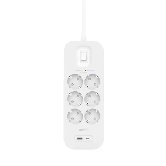 Power Socket - 6 Sockets with Switch Belkin Connect SRB002VF2M White - Електроника Периферни и резервни