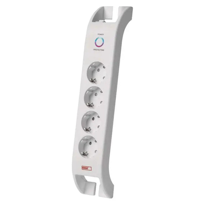 POWER SUPPLY 4 SOCKETS WITH PROTECTION 2M WHITE EMOS - Разклонители и