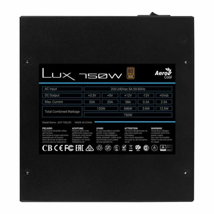 Power supply Aerocool LUX 750W 750W ATX 750 W 80 Plus Bronze - Източници на захранване<<<Компютър Мрежи и
