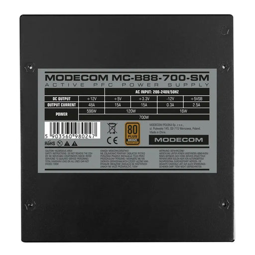 Power supply Modecom ZAS-MC-B88-700-ATX-SM ATX 700 W 80 Plus Bronze - Източници на захранване<<<Компютър Мрежи и