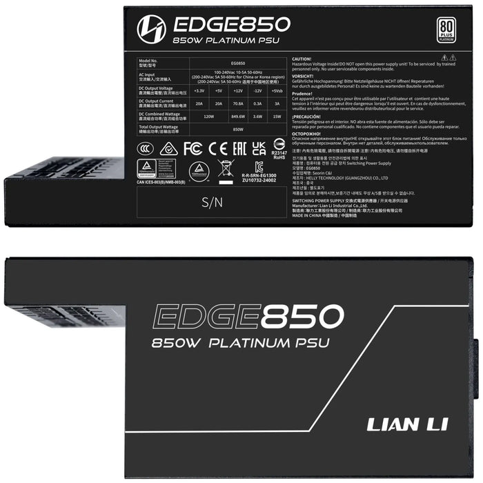 Power supply unit Lian Li EDGE EG0850 Black 850W 80+ Platinum PCIe 5.1 ATX 3.1 - Захранвания<<<Компютърни