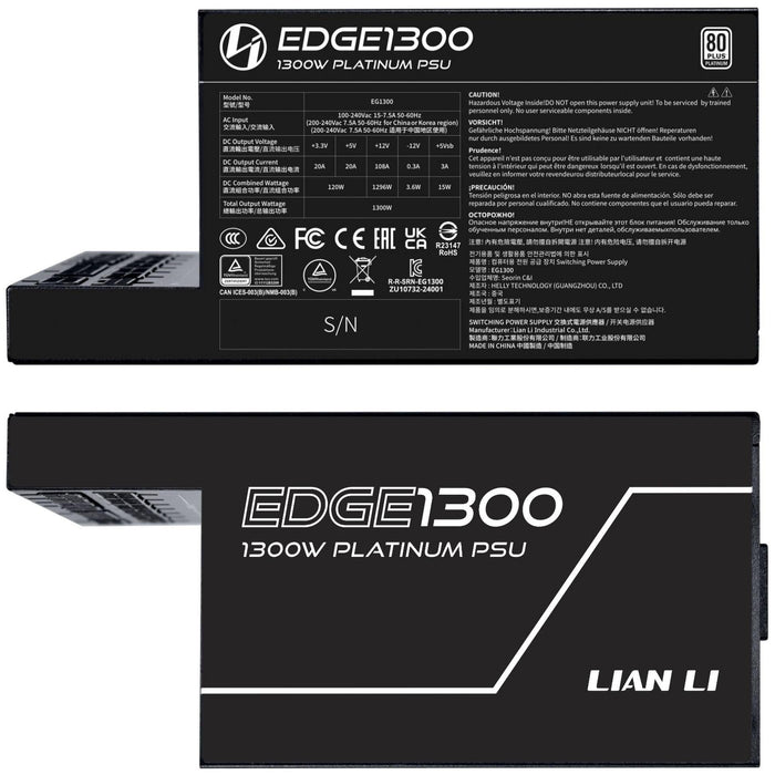 Power supply unit Lian Li EDGE EG1300 Black 1300W 80+ Platinum PCIe 5.1 ATX 3.1 - Захранвания<<<Компютърни