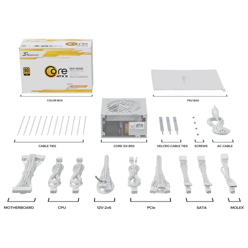 Power supply unit Seasonic CORE GX White 850W 80+ Gold Fully Modular ATX 3.1 PCIe 5.1 - Захранвания<<<Компютърни