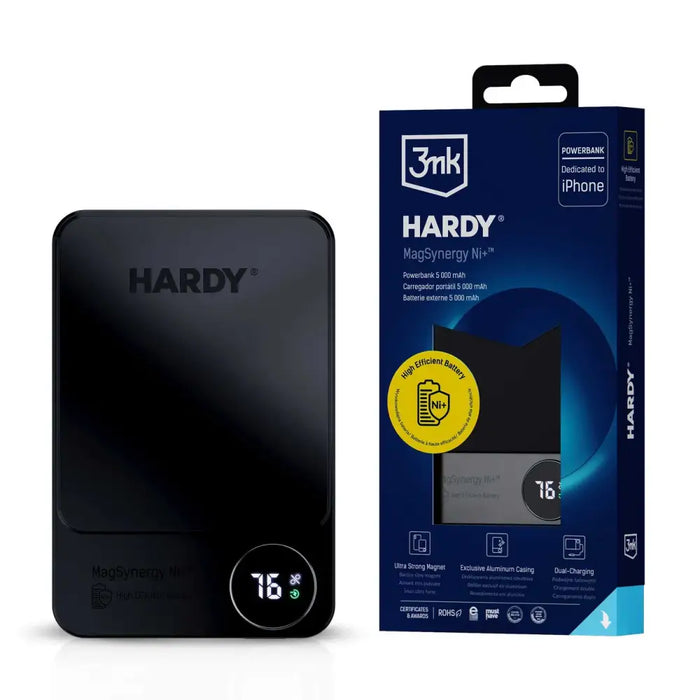 Powerbank 3mk HARDY MagSynergy Ni+ 5,000mAh 22.5W USB 1C1L - black - Powerbanks<<<HurtelXML