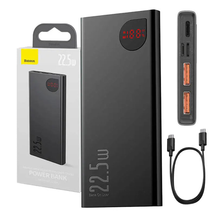 Powerbank Baseus Adaman Metal 10000mAh 2xUSB USB-C Lightning MicroUSB 22.5W (black)