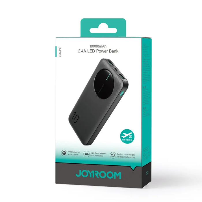 Powerbank Joyroom JR-PBF12 10000mAh 2.4A 2x USB-A 1x USB-C - black - Powerbanks<<<HurtelXML