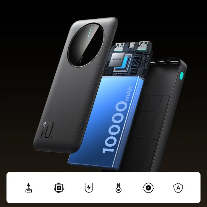 Powerbank Joyroom JR-PBF12 10000mAh 2.4A 2x USB-A 1x USB-C - black - Powerbanks<<<HurtelXML