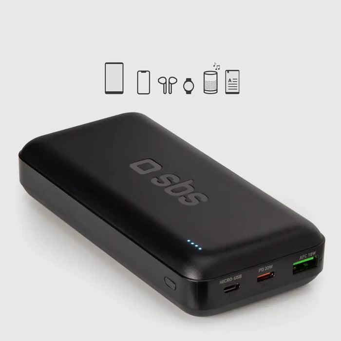 Powerbank SBS TTBB20000PD20K 20000 mAh 20W PD USB-C USB-A Micro-USB - black - Powerbanks<<<HurtelXML