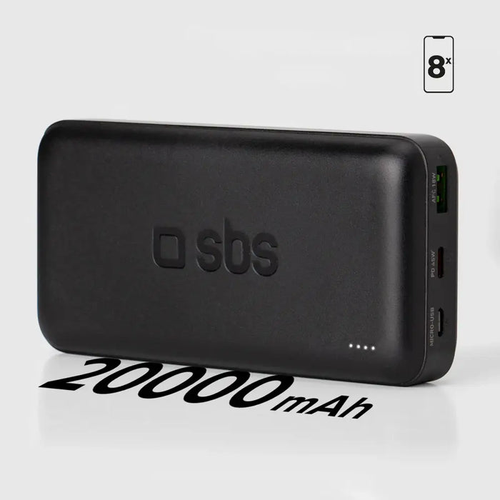 Powerbank SBS TTBB20000PD20K 20000 mAh 20W PD USB-C USB-A Micro-USB - black - Powerbanks<<<HurtelXML
