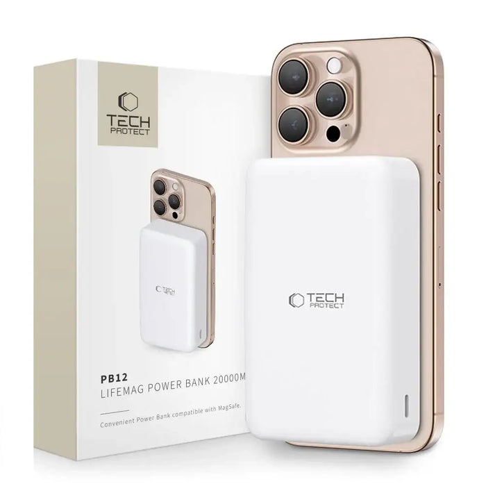 Powerbank Tech-Protect PB12 LifeMag MagSafe 20000MAH - white - Powerbanks<<<HurtelXML