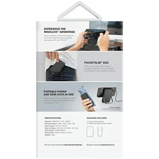 Powerbank Uniq Hoveo magnetic 5000mAh USB-C 20W PD - purple - Powerbanks<<<HurtelXML