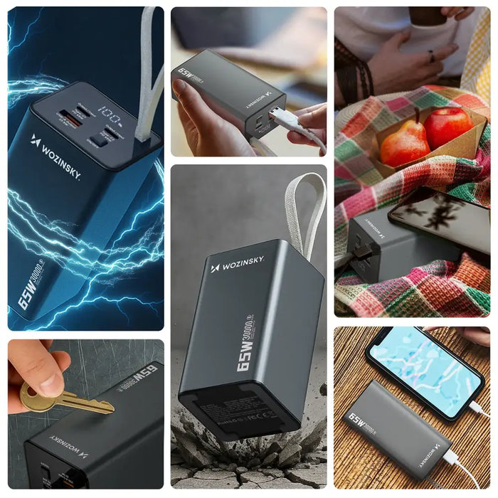 Powerbank Wozinsky K65+ 65W 30000mAh 2x USB-C 1x USB-A 65W - gray - Powerbanks<<<HurtelXML