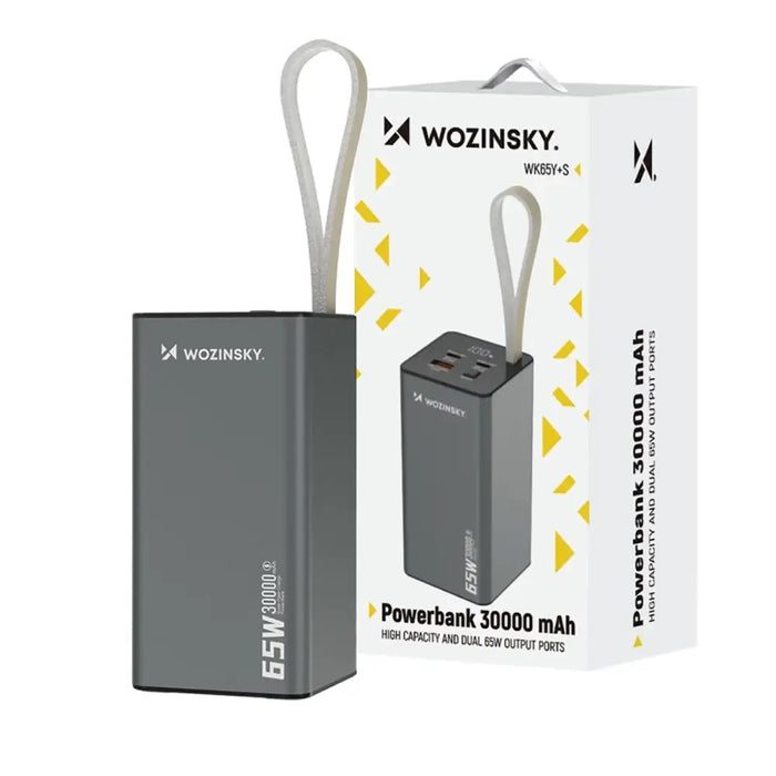 Powerbank Wozinsky K65+ 65W 30000mAh 2x USB-C 1x USB-A 65W - gray - Powerbanks<<<HurtelXML