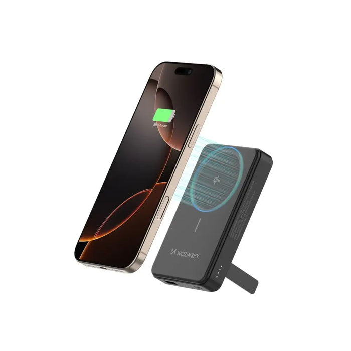 Powerbank Wozinsky WLWP-10KA0Y3S 22.5W PD Qi2 10000 mAh with stand 1x USB-A 1x USB-C - black - Powerbanks<<<HurtelXML