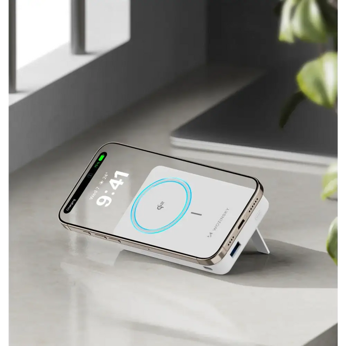 Powerbank Wozinsky WLWP-10KA0Y3WS 22.5W PD Qi2 10000 mAh with stand 1x USB-A 1x USB-C - white - Powerbanks<<<HurtelXML