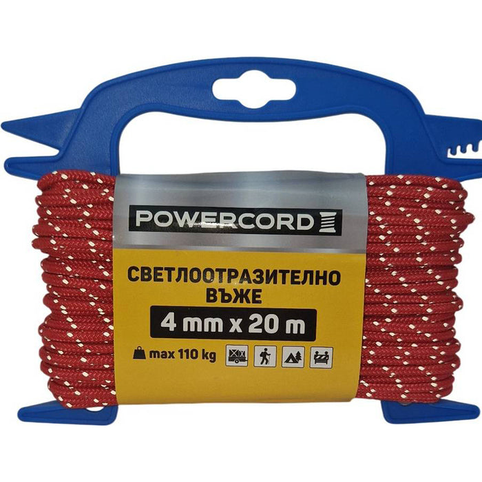REFLECTIVE POWERCORD ROPE 4 MM 20 M RED