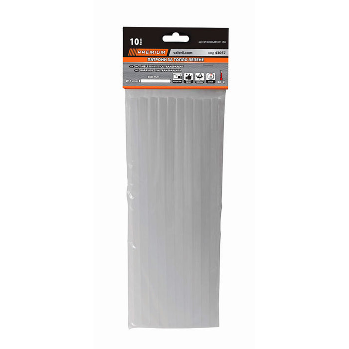 HOT GLUING CARTRIDGES 10 PCS TRANSPARENT F 11 X 300 MM PREMIUM